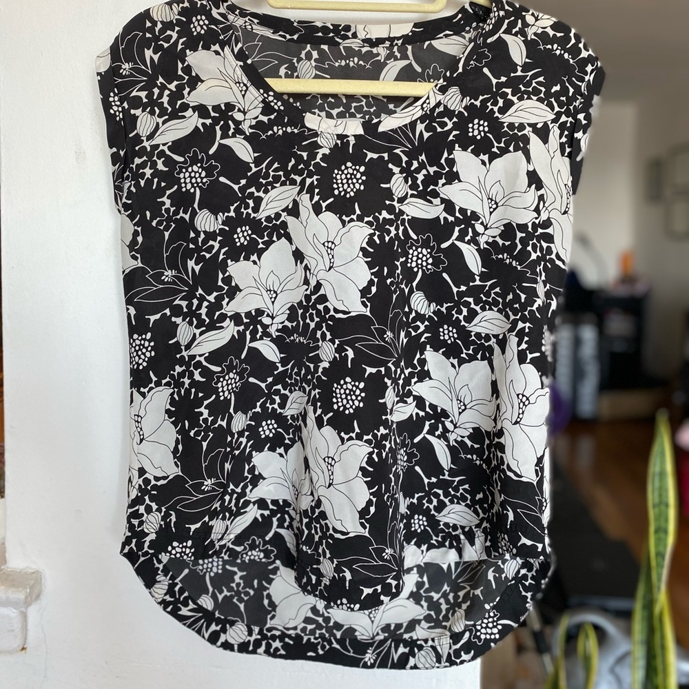 Floral black and white J Crew top